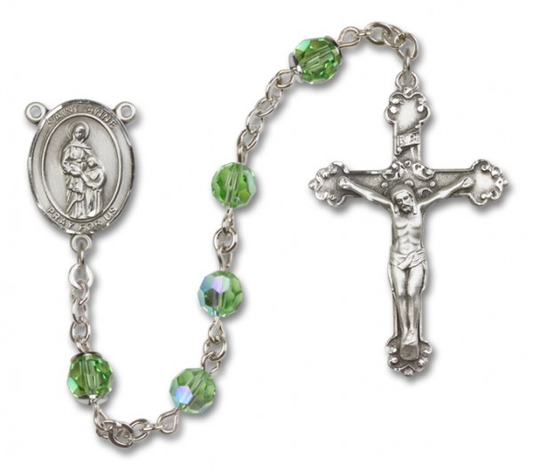 St. Anne Sterling Silver Heirloom Rosary Fancy Crucifix - Peridot