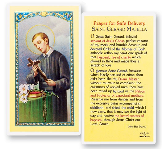 St. Gerard Laminated Prayer Card - 25 Cards Per Pack .80 per card