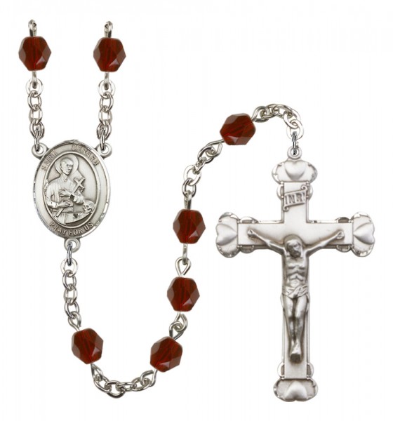 Women's St. Gerard Majella Birthstone Rosary - Garnet