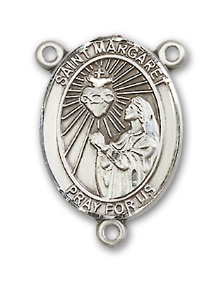 St. Margaret Mary Alacoque Rosary Centerpiece Sterling Silver or Pewter - Sterling Silver