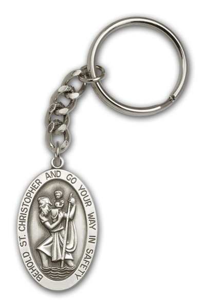 St. Christopher Key Chain - Antique Silver