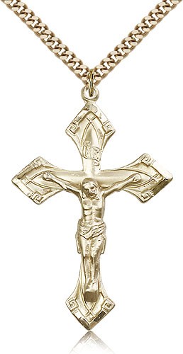 Men's Pointed Crucifix Pendant - 14KT Gold Filled
