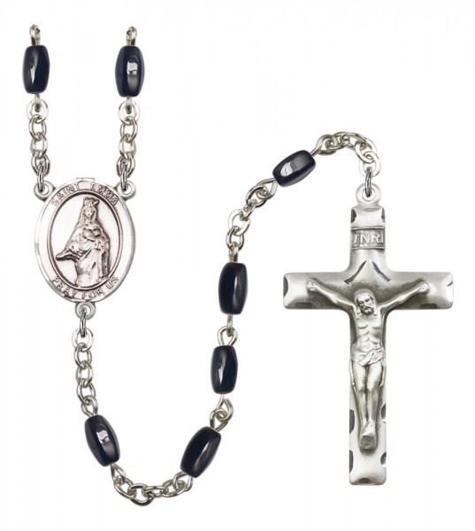 Men's St. Emma Uffing Silver Plated Rosary - Black | Silver