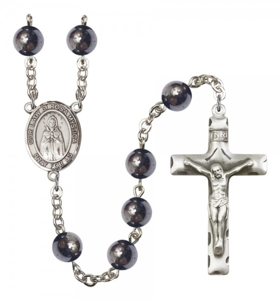 Men's Our Lady of Rosa Mystica Silver Plated Rosary - Silver