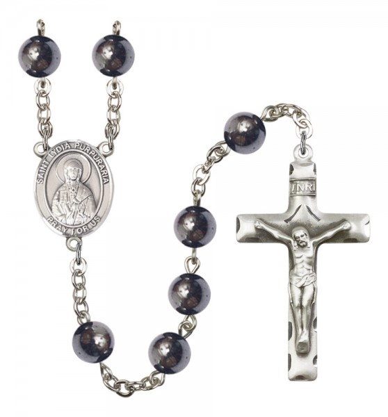 Men's St. Lydia Purpuraria Silver Plated Rosary - Silver