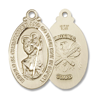 St. Christopher National Guard Medal - 14K Solid Gold