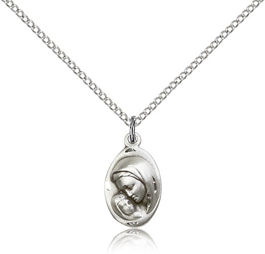 Madonna and Child Pendant - Sterling Silver