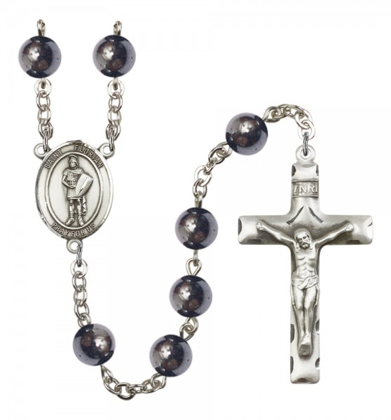 Men's St. Florian Silver Plated Rosary - Silver
