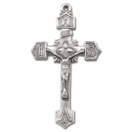 Sterling Silver IHS Rosary Crucifix - Sterling Silver