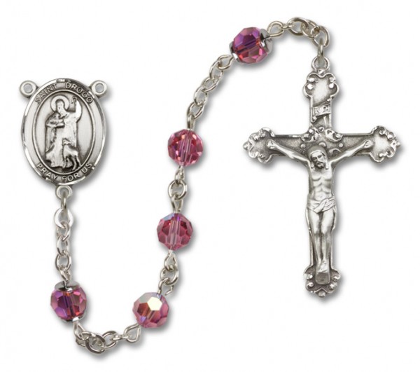 St. Drogo Sterling Silver Heirloom Rosary Fancy Crucifix - Rose