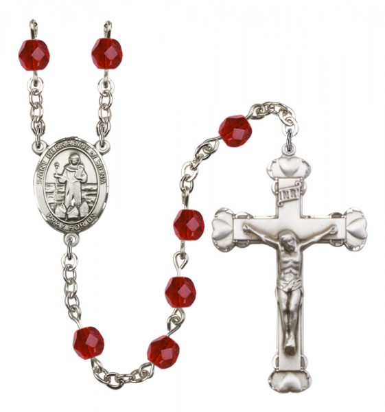 Women's St. Bernadine of Sienna Birthstone Rosary - Ruby Red