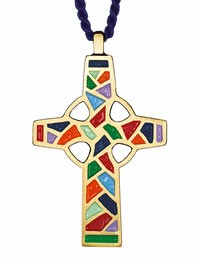 Celtic Cross Colorful Pendant - Bronze