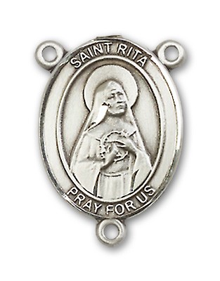 St. Rita of Cascia Rosary Centerpiece Sterling Silver or Pewter - Sterling Silver