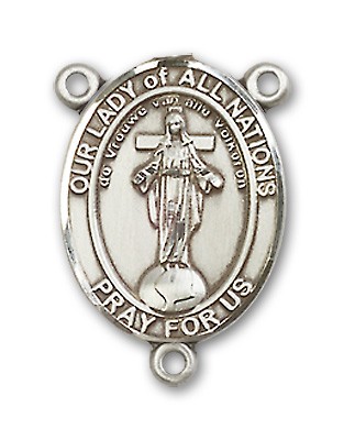 Our Lady of All Nations Rosary Centerpiece Sterling Silver or Pewter - Sterling Silver