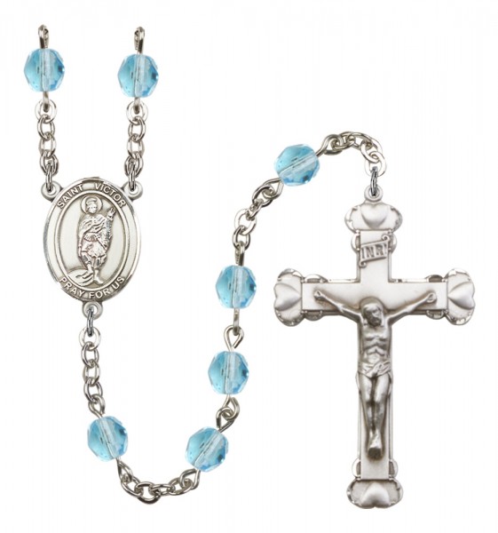 Women's St. Victor of Marseilles Birthstone Rosary - Aqua