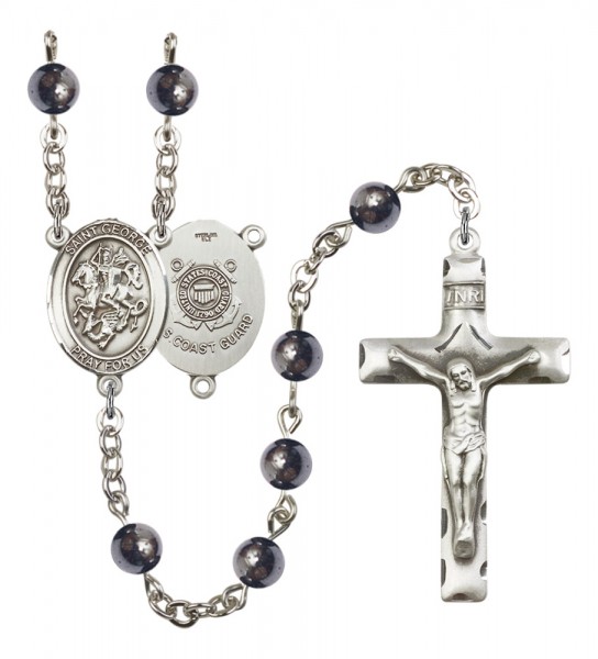 Men's St. George Coast Guard Silver Plated Rosary - Gray
