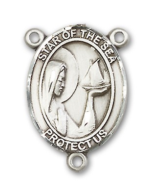 Our Lady of the Sea Rosary Centerpiece Sterling Silver or Pewter - Sterling Silver