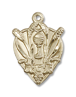 Heart Shaped First Communion Pendant - 14K Solid Gold