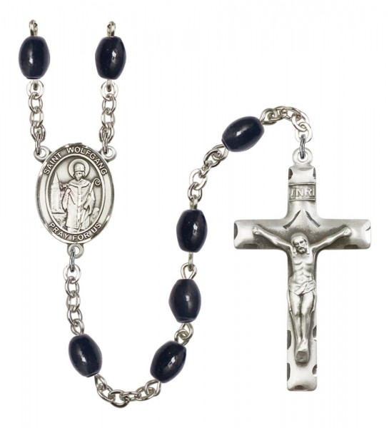 Men's St. Wolfgang Silver Plated Rosary - Black Oval