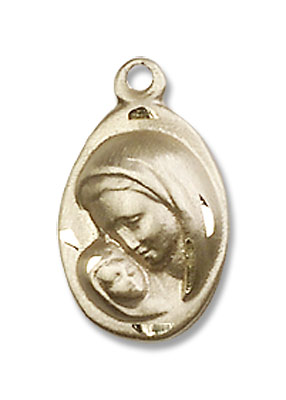 Madonna and Child Pendant - 14K Solid Gold