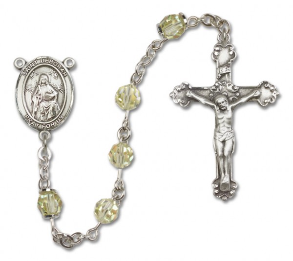 St. Deborah Sterling Silver Heirloom Rosary Fancy Crucifix - Jonquil