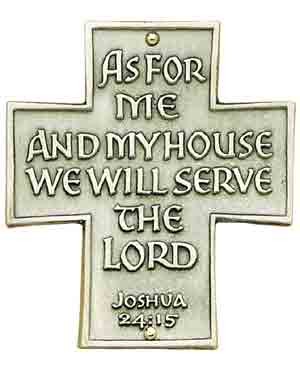 As For Me And My House Wall Cross - 3 inches - Pewter