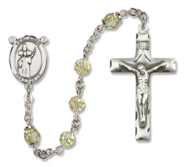 St. Aidan of Lindesfarne Sterling Silver Heirloom Rosary Squared Crucifix - Zircon