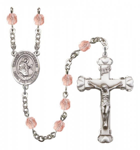 Women's Virgen de la Merced Birthstone Rosary - Pink