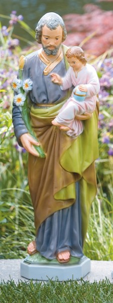 Saint Joseph with Child Statue 26 Inches - Detailed Color Finish