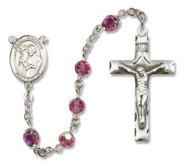 St. Dunstan Sterling Silver Heirloom Rosary Squared Crucifix - Rose