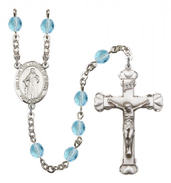Women's Our Lady the Undoer of Knots Birthstone Rosary - Aqua