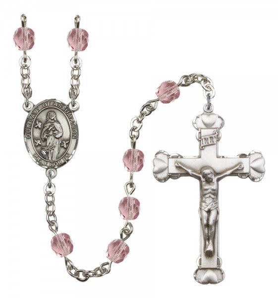 Women's Our Lady of Assumption Birthstone Rosary - Light Amethyst