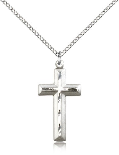 Matte Satin Finish Cross Women's Cross Necklace - Sterling Silver