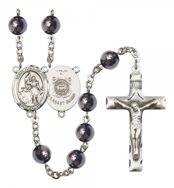 Men's St. Joan of Arc  Coast Guard Silver Plated Rosary - Silver