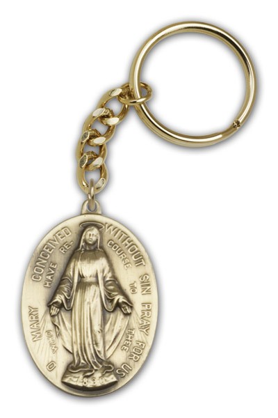 Immaculate Conception Keychain - Antique Gold