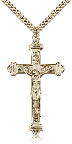 Men's Cross Tip Crucifix Pendant - 14KT Gold Filled