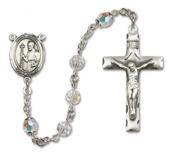 St. Regis Sterling Silver Heirloom Rosary Squared Crucifix - Crystal