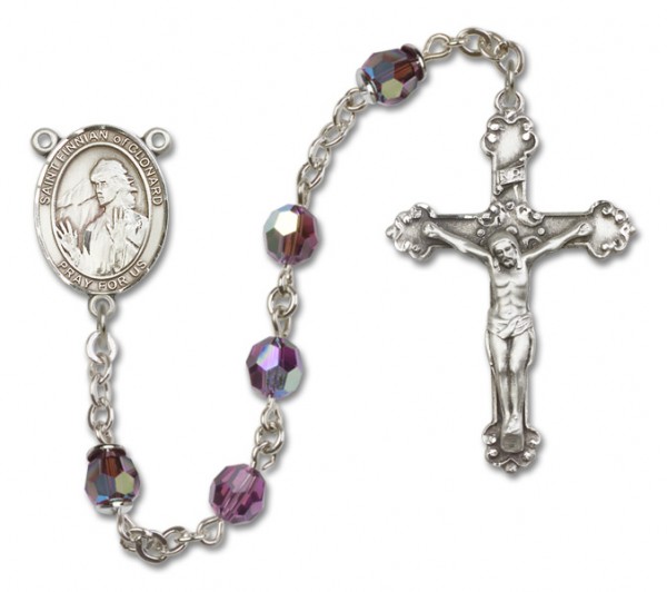 St. Finnian of Clonard Sterling Silver Heirloom Rosary Fancy Crucifix - Amethyst