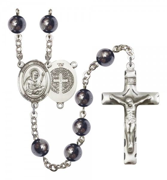 Men's St. Benedict Silver Plated Rosary - Silver