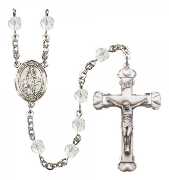 Women's St. Cornelius Birthstone Rosary - Crystal
