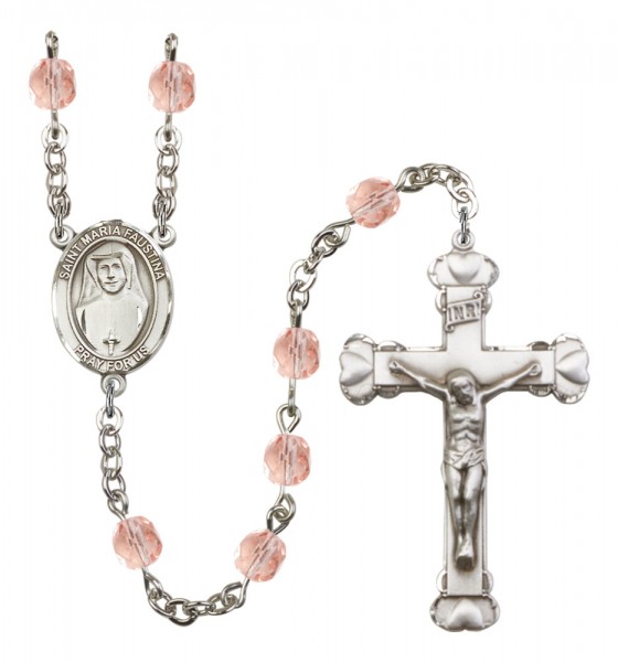 Women's St. Maria Faustina Birthstone Rosary - Pink