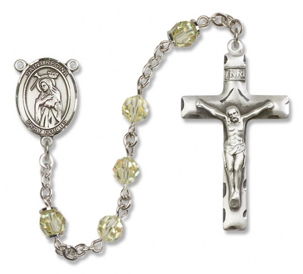 St. Regina Sterling Silver Heirloom Rosary Squared Crucifix - Zircon