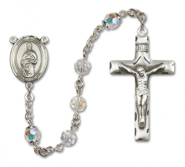 St. Eligius Sterling Silver Heirloom Rosary Squared Crucifix - Crystal