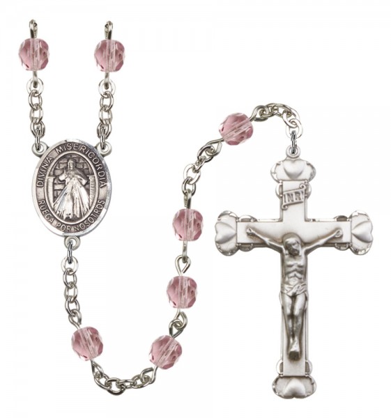 Women's Divina Misericordia Birthstone Rosary - Light Amethyst