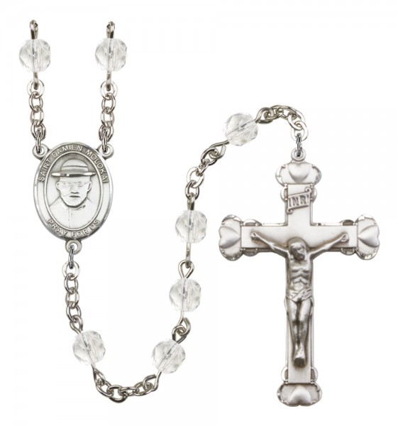 Women's St. Damien of Molokai Birthstone Rosary - Crystal