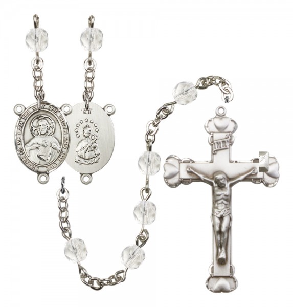 Women's Scapular Birthstone Rosary - Crystal