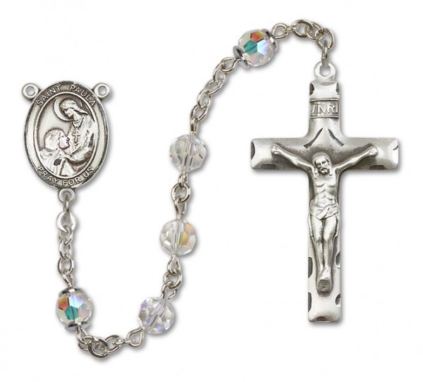 St. Paula Sterling Silver Heirloom Rosary Squared Crucifix - Crystal