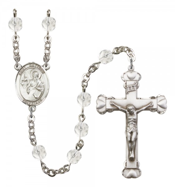 Women's St. Matthew the Apostle Birthstone Rosary - Crystal