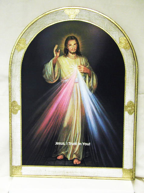 Divine Mercy bell-shaped Florentine plaque - Multi-Color