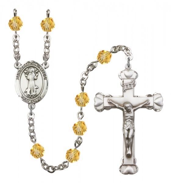 Women's St. Francis of Assisi Birthstone Rosary - Topaz